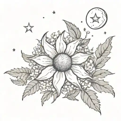 North Star Moon And Flower