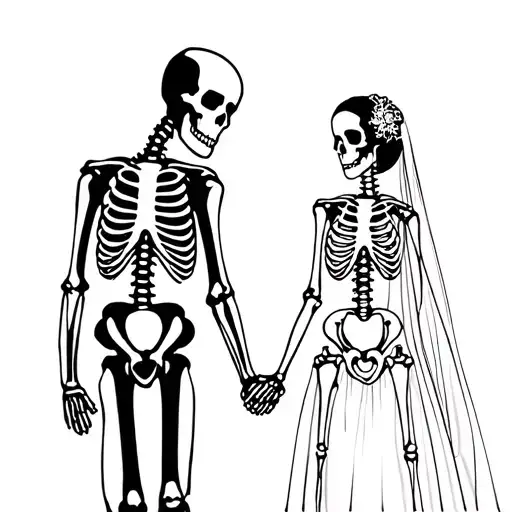 Skeleton Married Couple Holding Hands