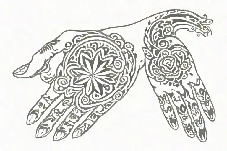 Tattoo On Hand With Gothic Ornaments Used