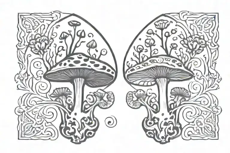 Tattoo On Hand With Gothic Ornaments Used Shrooms