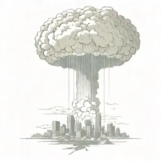 An Abstract Nuclear Explosion Mushroom Cloud Destorying A Major City