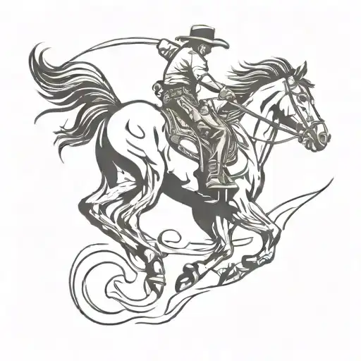 Cowboy Bucking A Horse