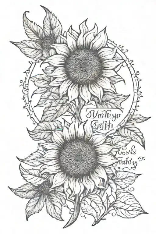 Sunflower With Words Walk By Faith Combined Back Piece