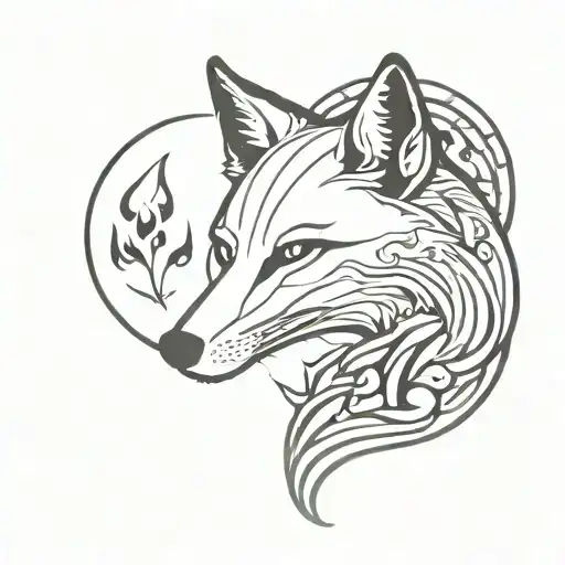 Fox With Fire And Symbols
