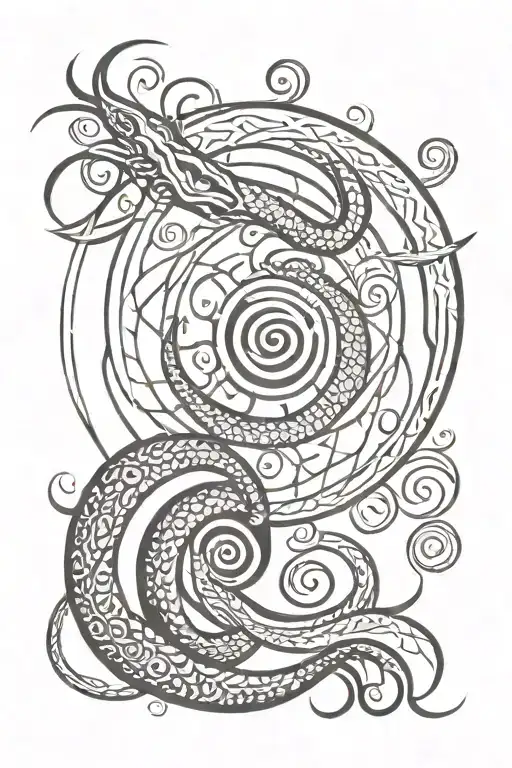 Spiral Sun And Snake Intertwined