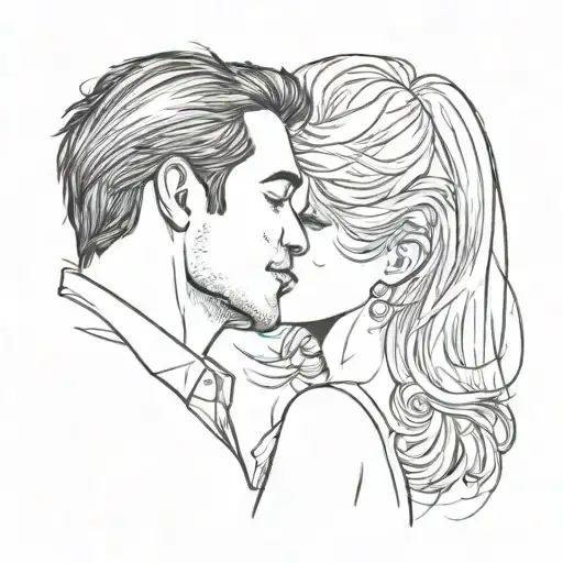 Couple Kissing Guy And Girl Side Profile