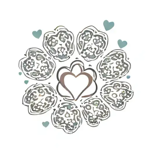 Cat Paw Print Made Up Of Five Hearts