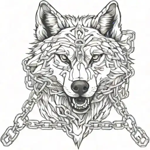 Wolf With Chains Wrapped