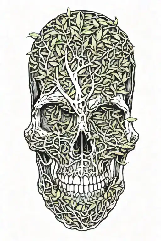 Olive Tree Branches Wrapping Around A Scull