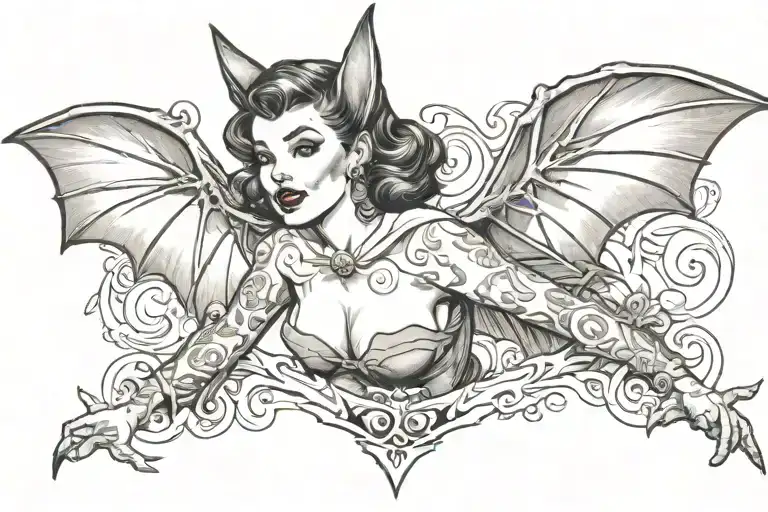 Cover Tattoo Featuring A Bat Pinup