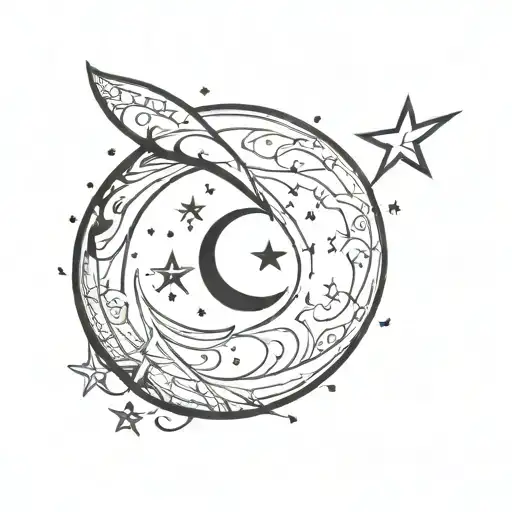 Crescent Moon With One Star
