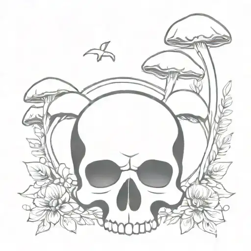 Skull And Mushrooms
