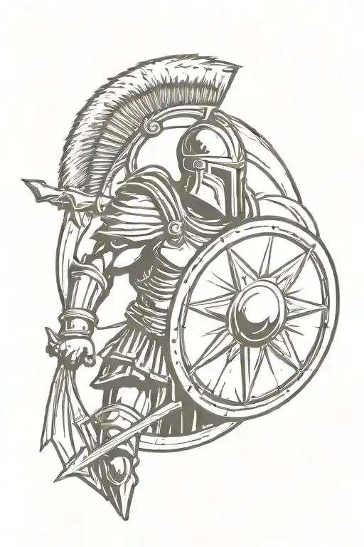 Spartan Warrior And Shield
