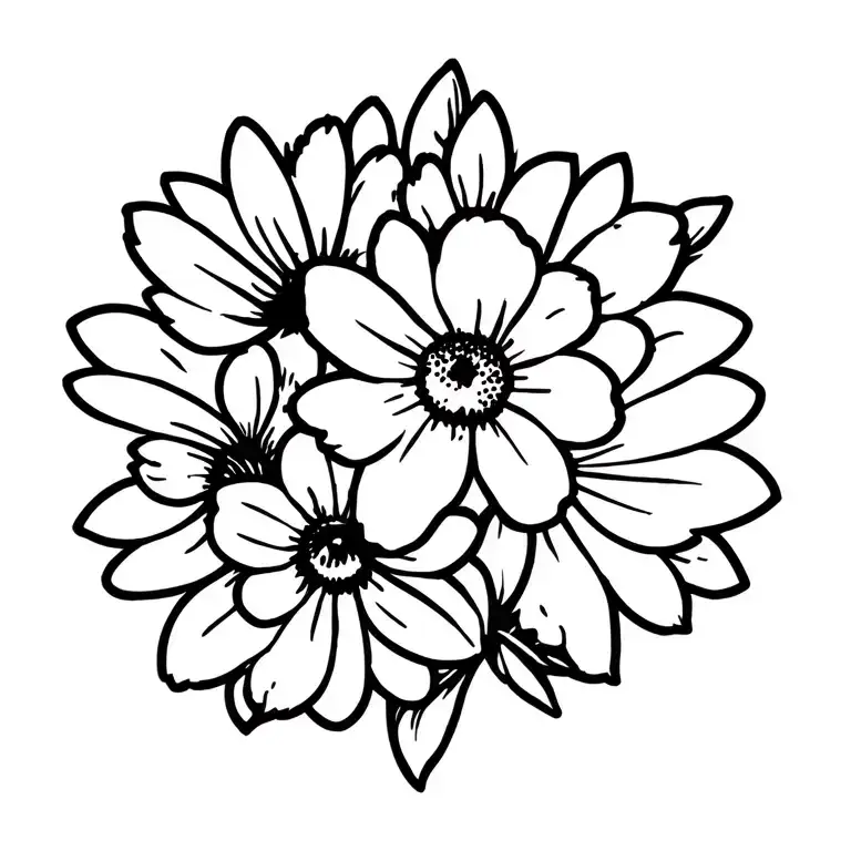 Diagonal Cluster Of Daffodils Morning Glories Chrysanthemums