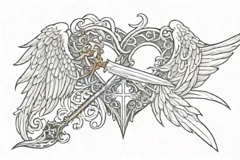 Angel And Devil Wing Sword Breain Heart
