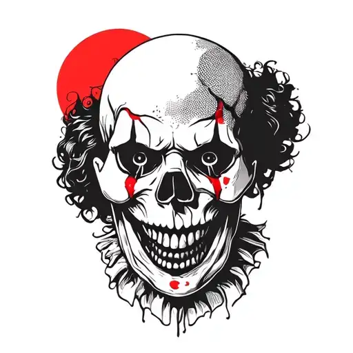 Clown Skull Shadow Blood Moon Blackness