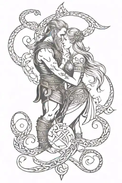 Couple Tattoo And Love And Viking Alphabet Make