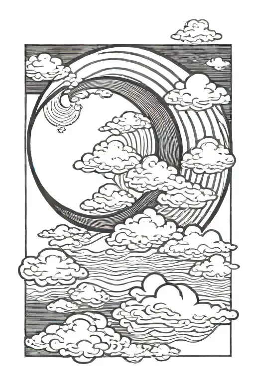 Crescent Moon Surrounded By Clouds