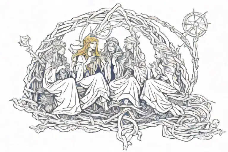 The Norse Three Norns Weaving Fate