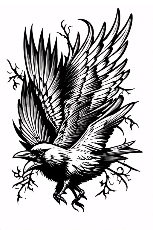 Raven Flying Bird