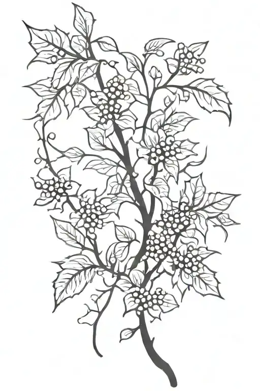 Holly Vine Growing With Flowers