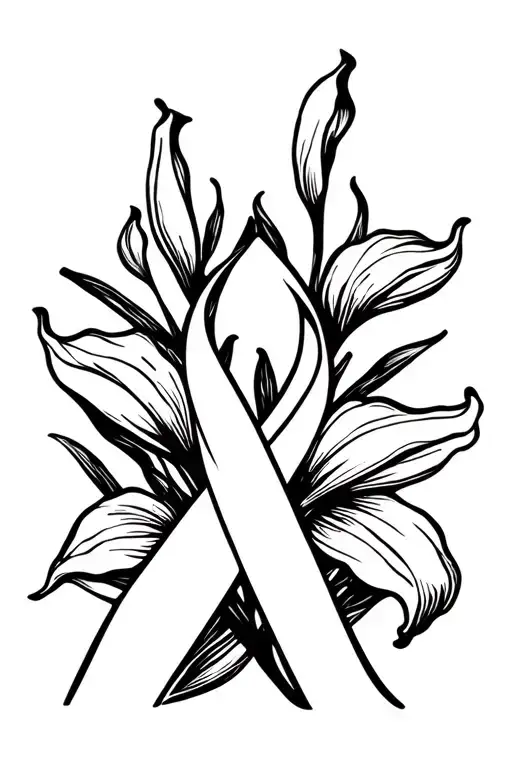 Colon Cancer Ribbon And Calla Lilies