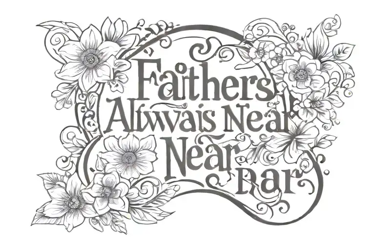 Inscription Father Is Always Near In English With Flowers
