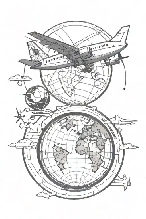 Travel Airplane Globe Camera Lens Transforming