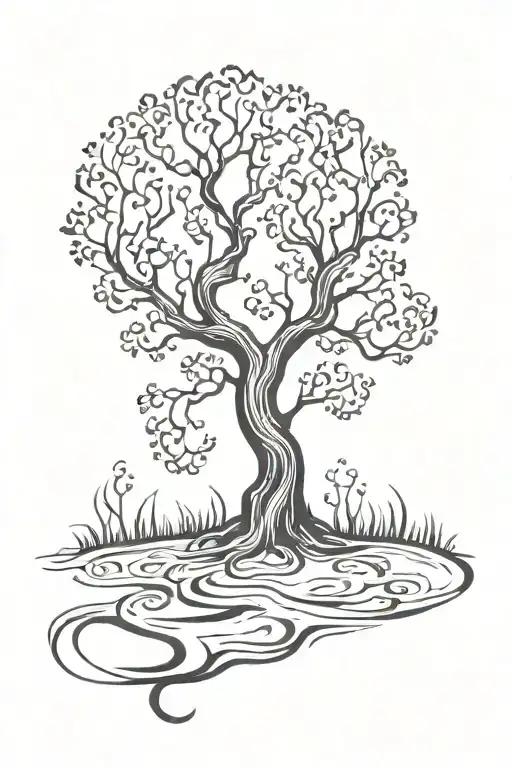 Simpe Old Fantasy Tree Curling Up