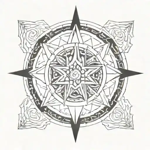 Mandala With A Large Triangle In The Center And Several Triangles Inside Viking Compass