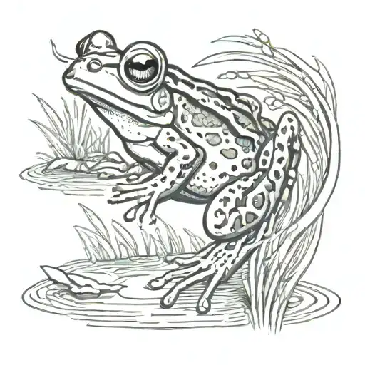 A Small River Frog Jumping