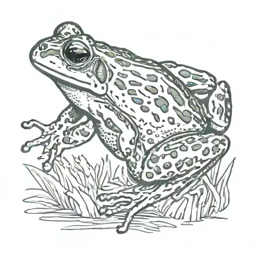 Small Frog Jumping Showing Only Its Back Simple