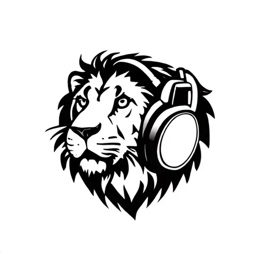 Lion Wearing Headphones