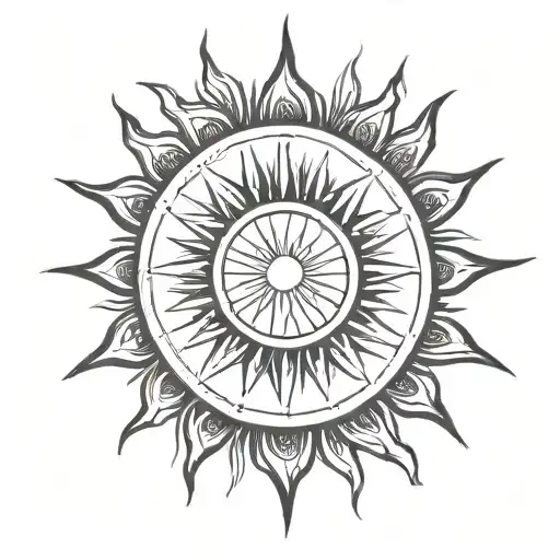 Sun With Blank Center With Flares Extending Outwards