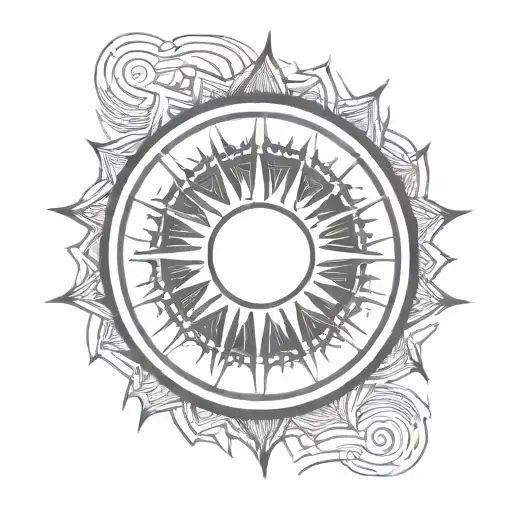 Sun With Blank Center With Flares Extending Outwards