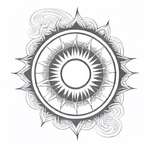 Sun With Blank Center With Flares Extending Outwards