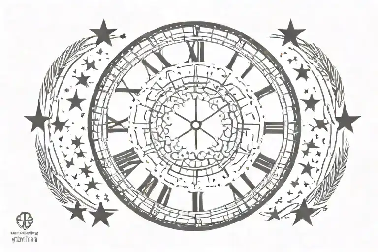 Roman Numerals 1977 With Moon And Stars