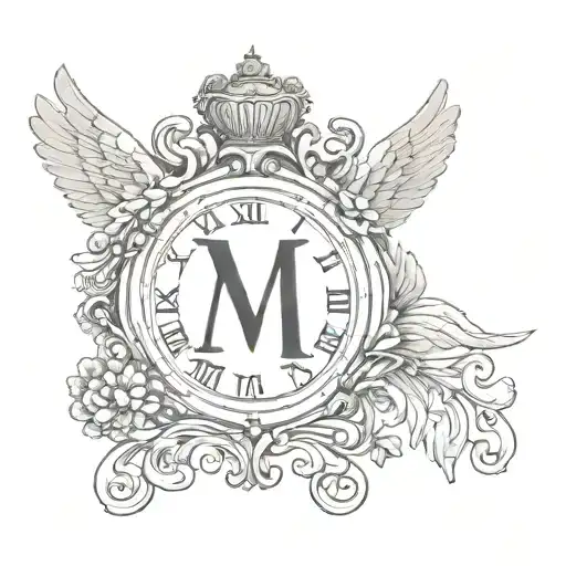 Roman Numerals With Angel And Cursive Writing