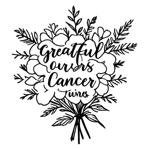 Greatful Written In French Language With A Bouquet Suited For Cancer Star Sign