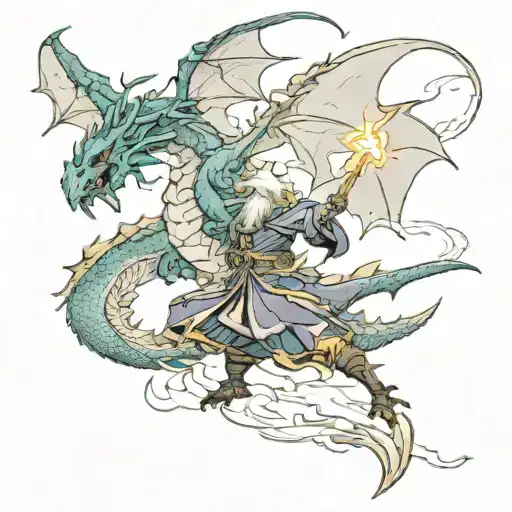 Wizard Battling Dragon