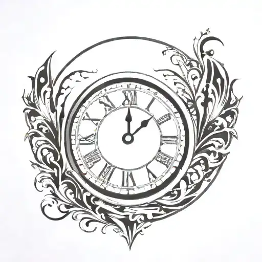 Clock With Gothic Edges On The Sides Left Side