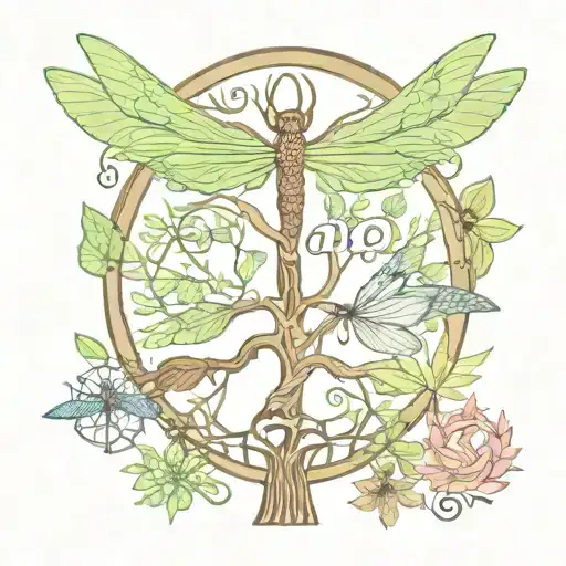 Tree Of Life Dragonfly Peace Sign