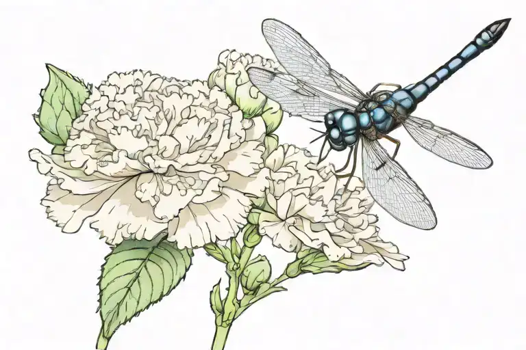 Carnation & Dragonfly