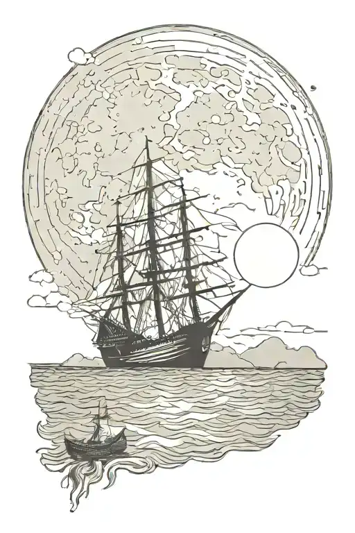 Full Moon And Ship
