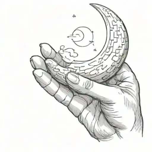 Hand Holding Crescent Moon