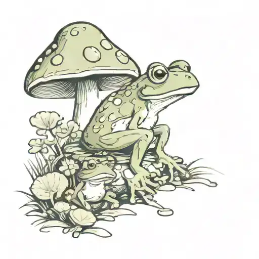 Mushroom With Frog Sitting