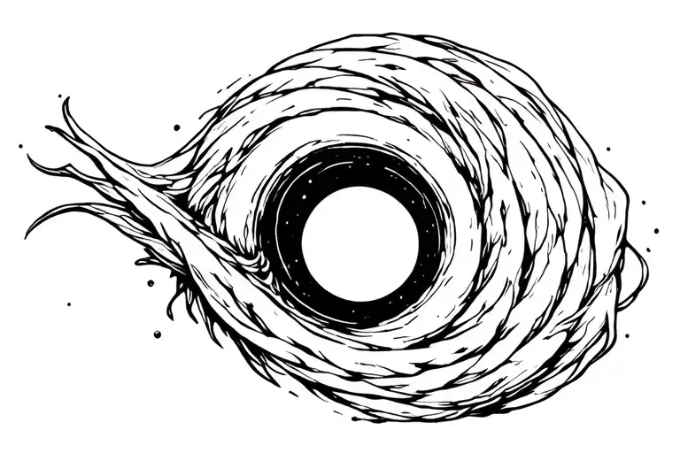 Space Black Hole Eating Its Own Tail Wrapped Loosely