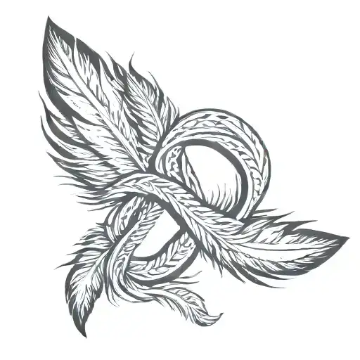 Infinity Symbol Made With Two Crossed Feathers