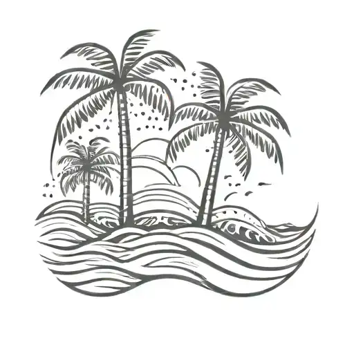 Ocean Waves Palm Trees