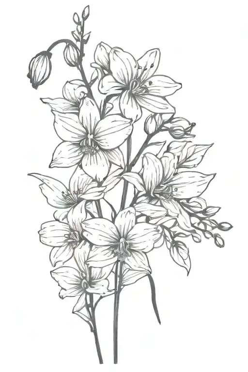 Daisies And Orchid Flowers On A Stem